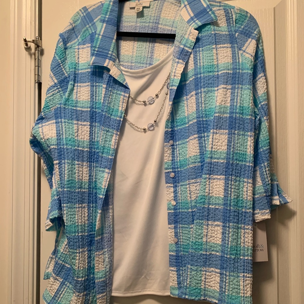 PXxl Croft blouse with camisole and necklace attached NWT